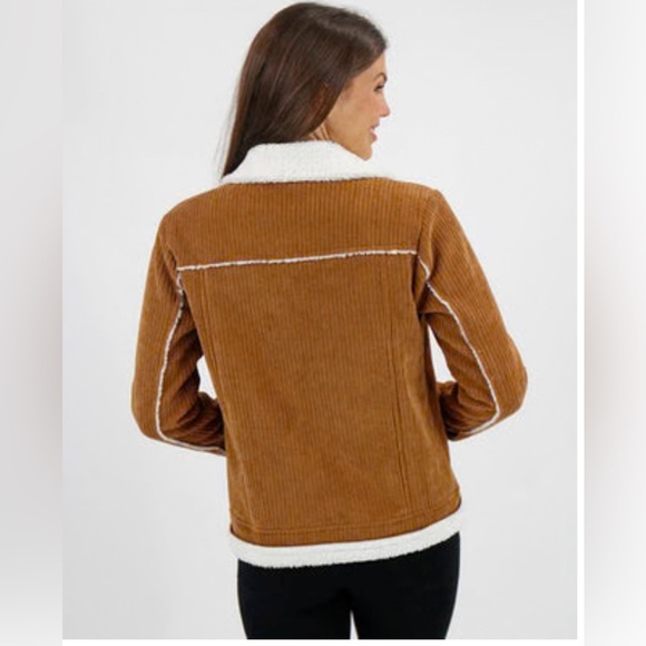 Grace & Lace Brown Corduroy Y2K Inspired Teddy Jacket with Cream Lining - Picture 2 of 9